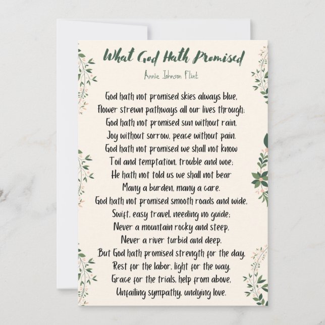 Cartão plano que Deus prometeu (Frente)