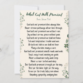 Cartão plano que Deus prometeu