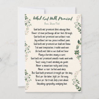 Cartão plano que Deus prometeu