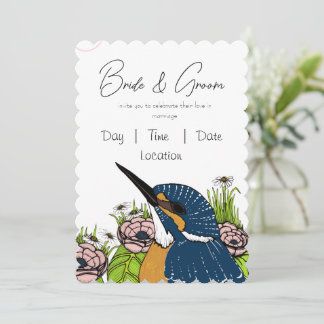 Cartão Plano Romântico Floral e de Convite para Av