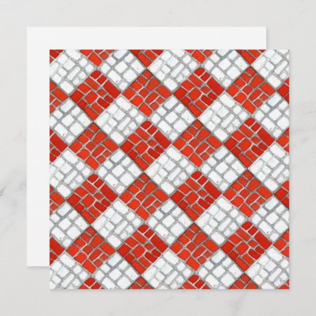 CARTÃO PLANO XADREZ VERMELHO 5,25" Quadrado (Frente/Verso)