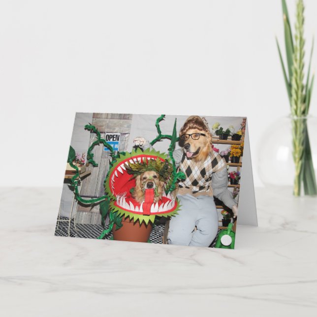 Cartão Planta antropófaga do Dia das Bruxas do golden (Frente)