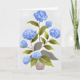 Cartão Planta de Hortênsia Azul | Aquarela Floral Bonita