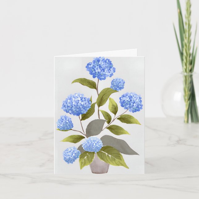 Cartão Planta de Hydrangea azul | Linda Aquarela Floral (Frente)