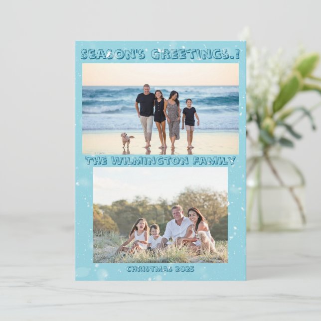 Cartão Planta de Natal da família das árvores sazonais (Em pé/Frente)