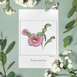 Cartão Planta Fofa de Venus Flytrap Romance do Dia dos Na