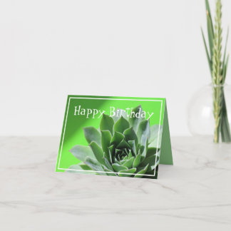 Cartão Planta suculenta de sempervivum verde-brilhante
