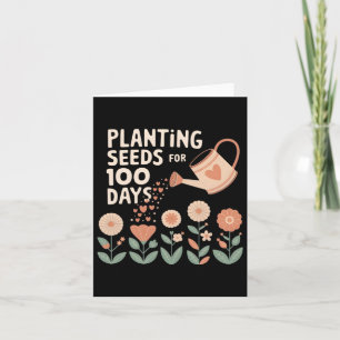 Cartão Plantando Sementes Por 100 Dias Boho Floral Profes