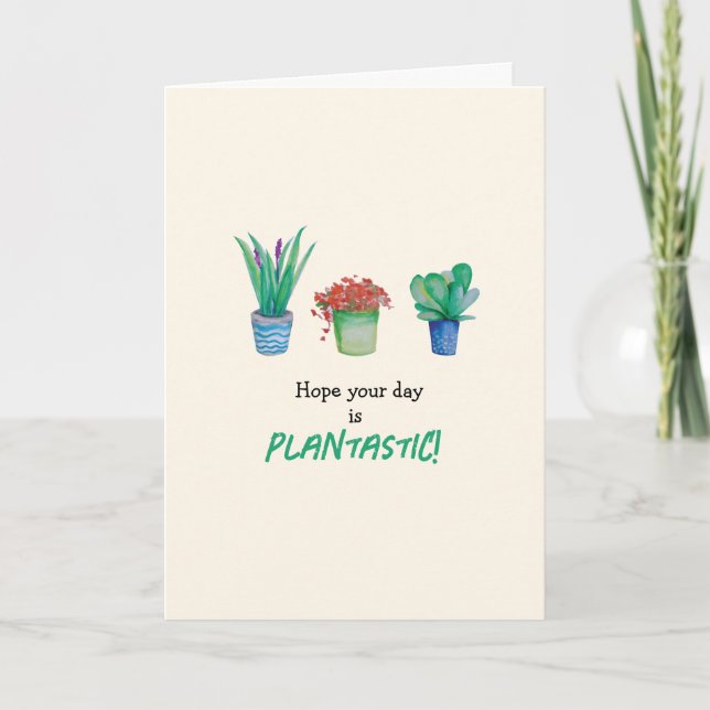 Cartão Plantas de Aquarela e Design de Suculentas (Frente)