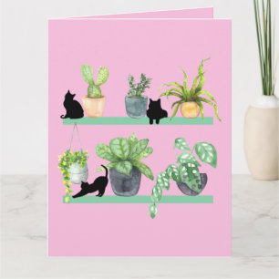 Cartão Plantas E Gatos Sobrevivem A Gatos Pretos E Planta