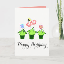 Cartão Plantas florescentes "Feliz Aniversário" com Cartã