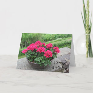 Cartão Planter of Geraniums Birthday Wishes