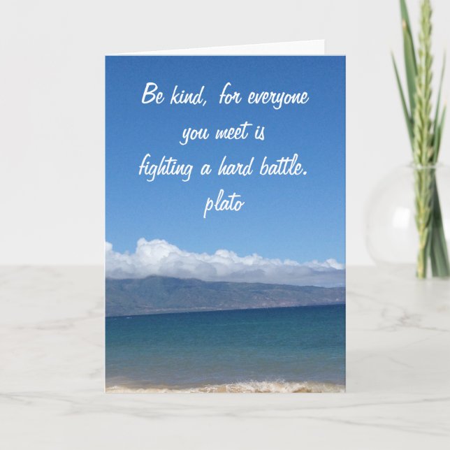 Cartão Plato Be Kind Quote Greeting Card Beach Ocean Aqua (Frente)