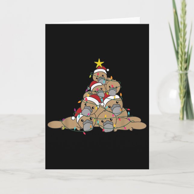 Cartão Platypus Christmas Tree Funny Christmas Animals  (Frente)
