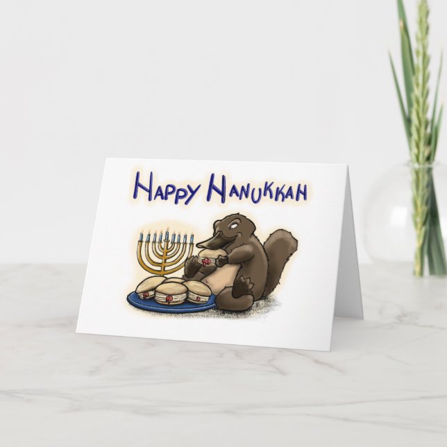 Cartão Platypus Hanukkah (Frente)
