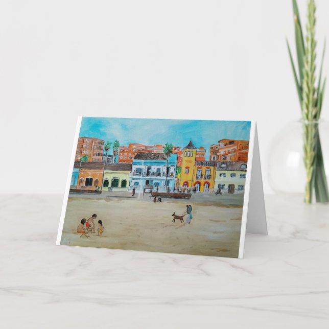 Cartão Play de la Malvarrosa Pintura de Alfred Fox (Frente)