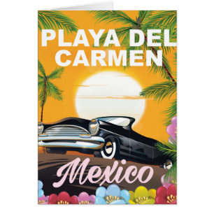 Cartão Playa del Carmen poster de viagens de carro mexica