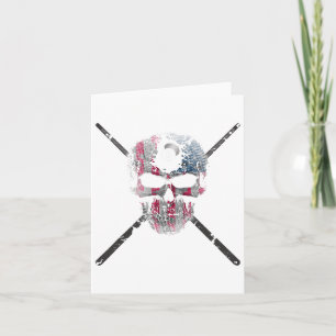 Cartão Player de Piscina do American Flag Skull Billiards