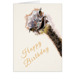 Cartão Playful Ostrich Happy Birthday Card Fun