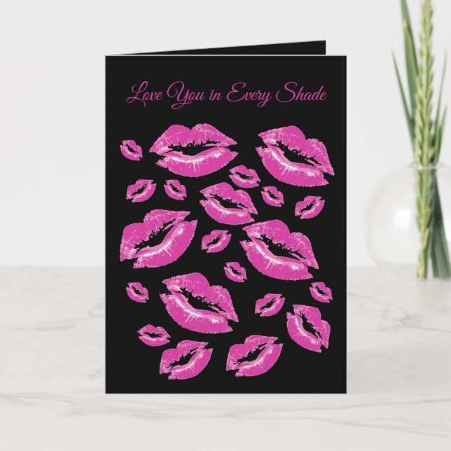 Cartão Playful Pink Lip Print Flirtatious Fun (Frente)