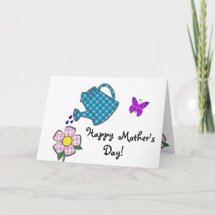 Cartão Playful Plaid Flower for Mother