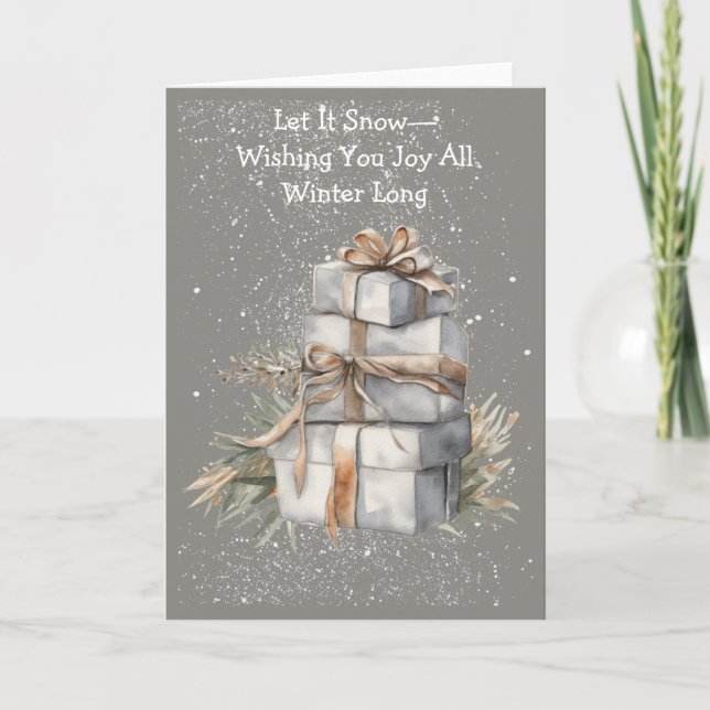 Cartão Playful Snowy Gifts Winter Card (Frente)