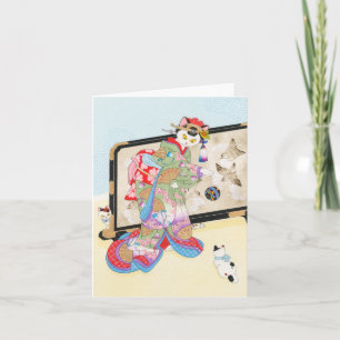 Cartão Playing With Cats Ukiyoe Notecard Moussart