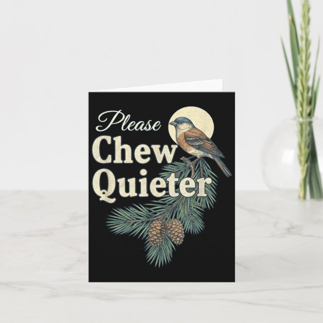 Cartão Please Chew Quieter Christmas Funny Novelty  (Frente)