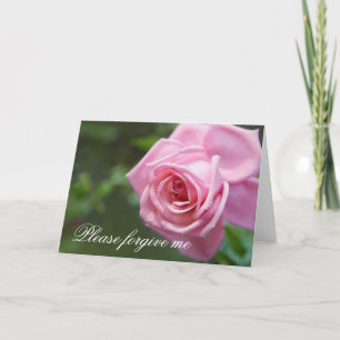 Cartão Please forgive me apology card with pink rose