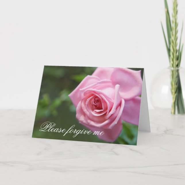 Cartão Please forgive me apology card with pink rose (Frente)