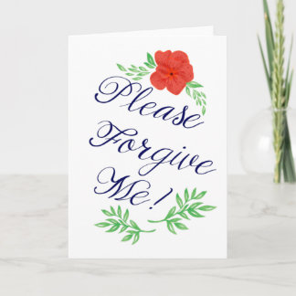 Cartão Please Forgive Me Red Flower Blank Greeting Card