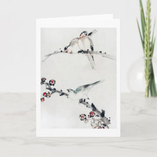 Cartão Plum Blossoms and Birds, Hokusai, Ukiyo-e