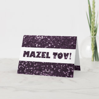 Cartão Plum Purple Glitter Mazel Tov Congratulations