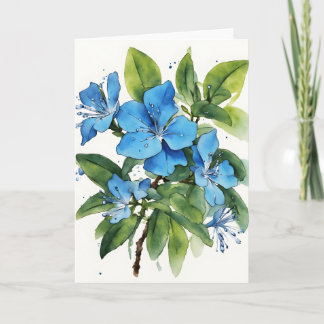 Cartão Plumbago Auriculata - Watercolor flowers