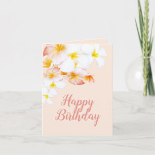 Cartão Plumeria Frangipani Havaiano Feliz Aniversário