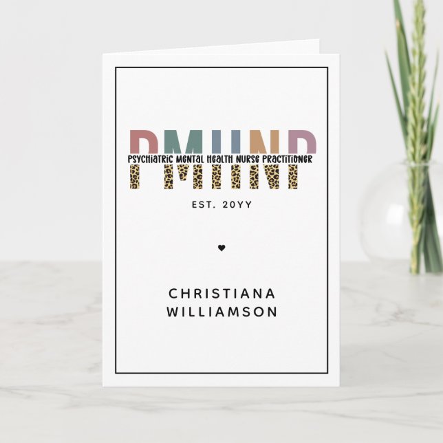 Cartão PMHNP Leopard Impressão Psiquiátrica Saúde Mental  (Frente)