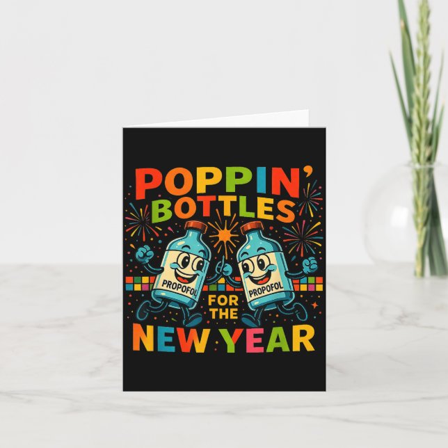 Cartão Pn’ Bottles For The New Year Funny Nurse Medical G (Frente)
