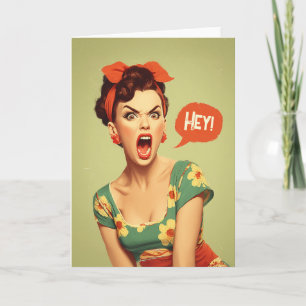 Cartão Poderoso Grito Pin-Up Vintage