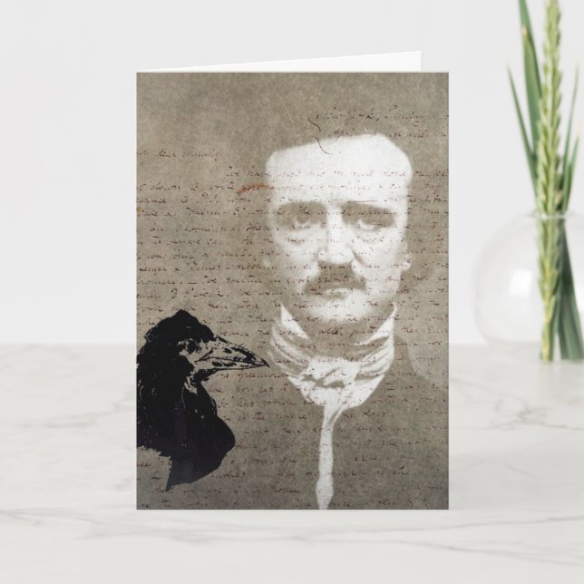 Cartão Poe And The Raven Grunge Digital Art, Birthday (Frente)