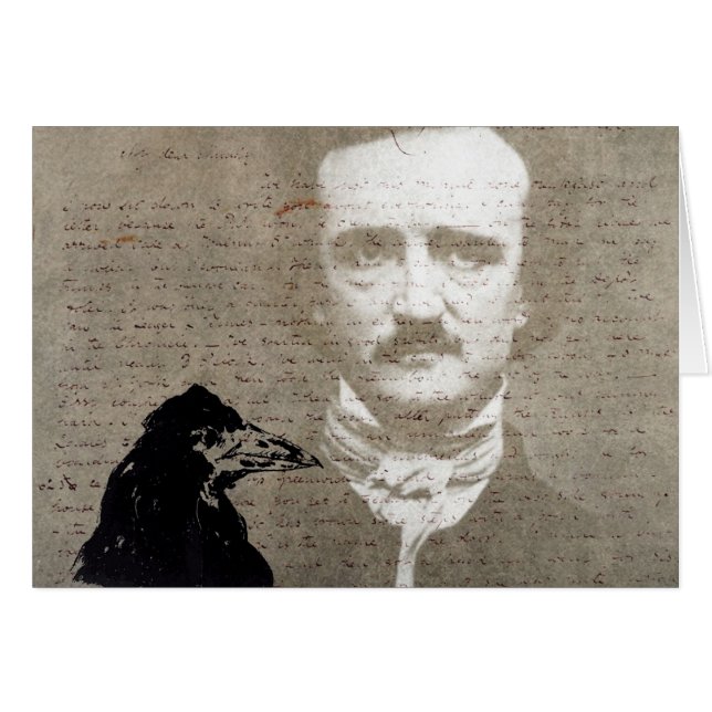 Cartão Poe E Raven Grunge Digital Art (Frente Horizontal)