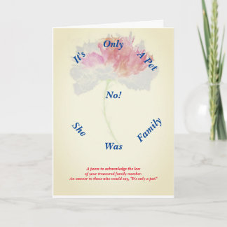 Cartão Poem Female Pet Loss Simpatia Dobrada