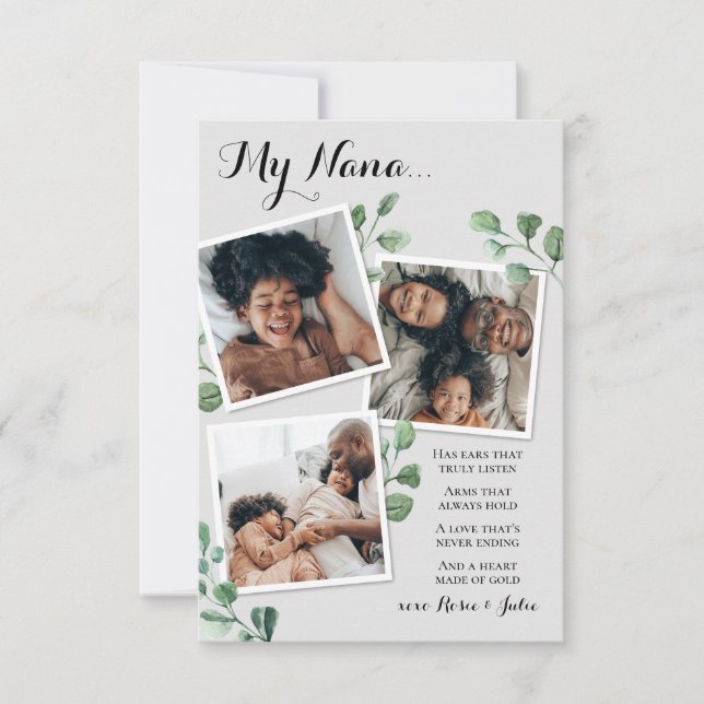 Cartão Poema da vovó Grammy Nana de Netos (Frente)