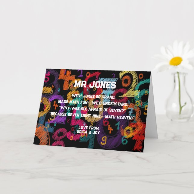 Cartão poema de agradecimento ao professor de matemática (Planta pequena)