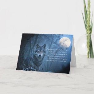 Cartão Poema de Férias do Solstício de inverno com Lobo B