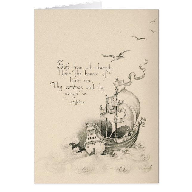 Cartão Poema de Longfellow de um livro 1921 (Frente)