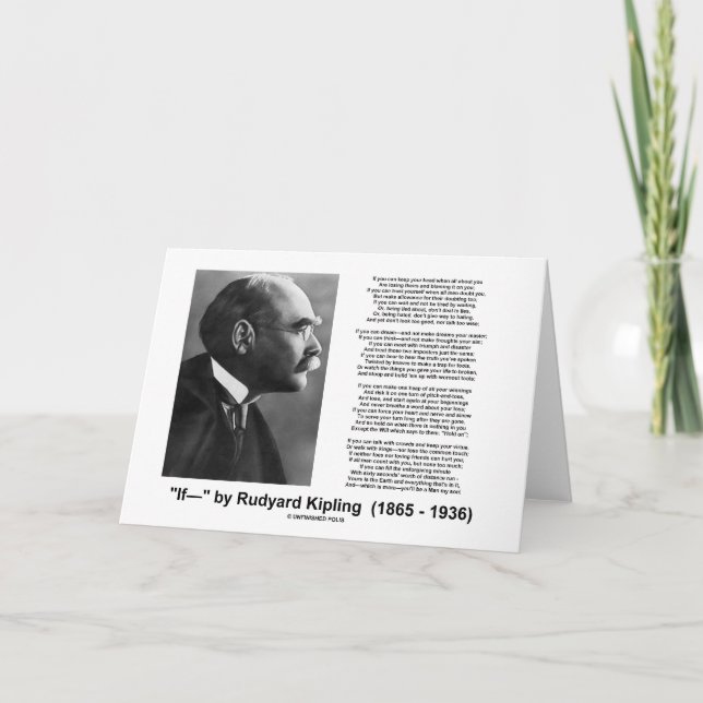 Cartão Poema De Rudyard Kipling (Frente)