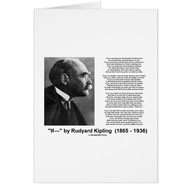 Cartão Poema De Rudyard Kipling (Frente)