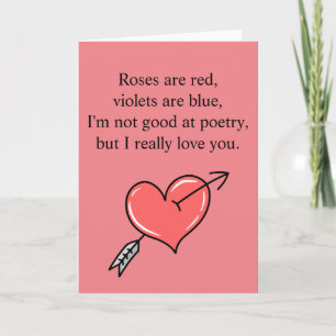 Cartão Poema Engraçado de Rosas do Dia dos Namorados