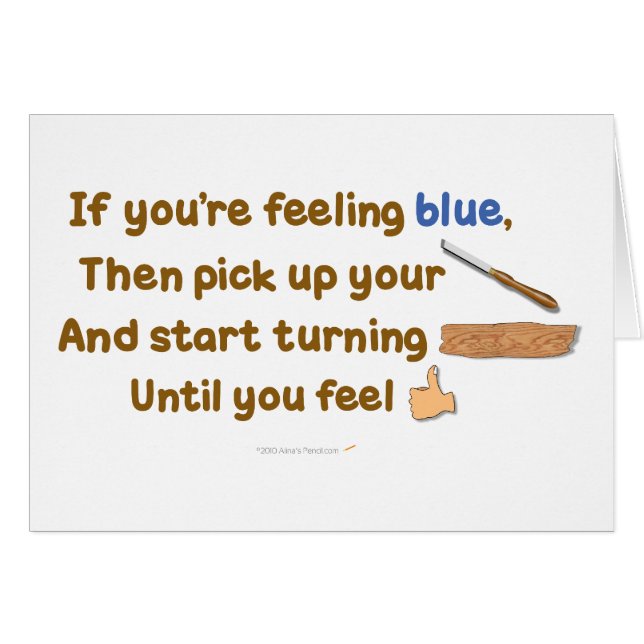 Cartão Poema enviesado de Woodturning do azul (Frente Horizontal)