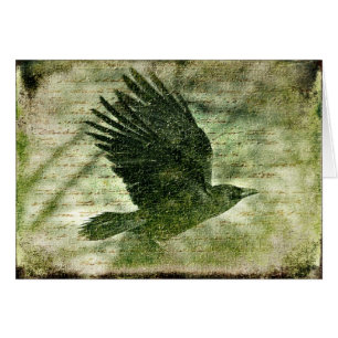 Cartão Poe's Grunge Raven